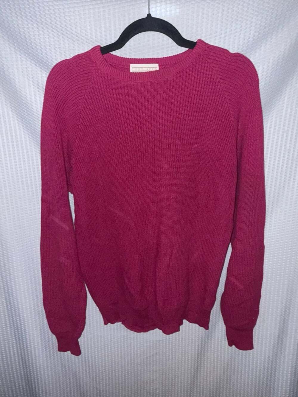 Lord Jeff Vintage 100% Fine Cotton Ribbed Crewneck Sweater Fuchsia Pink Size M